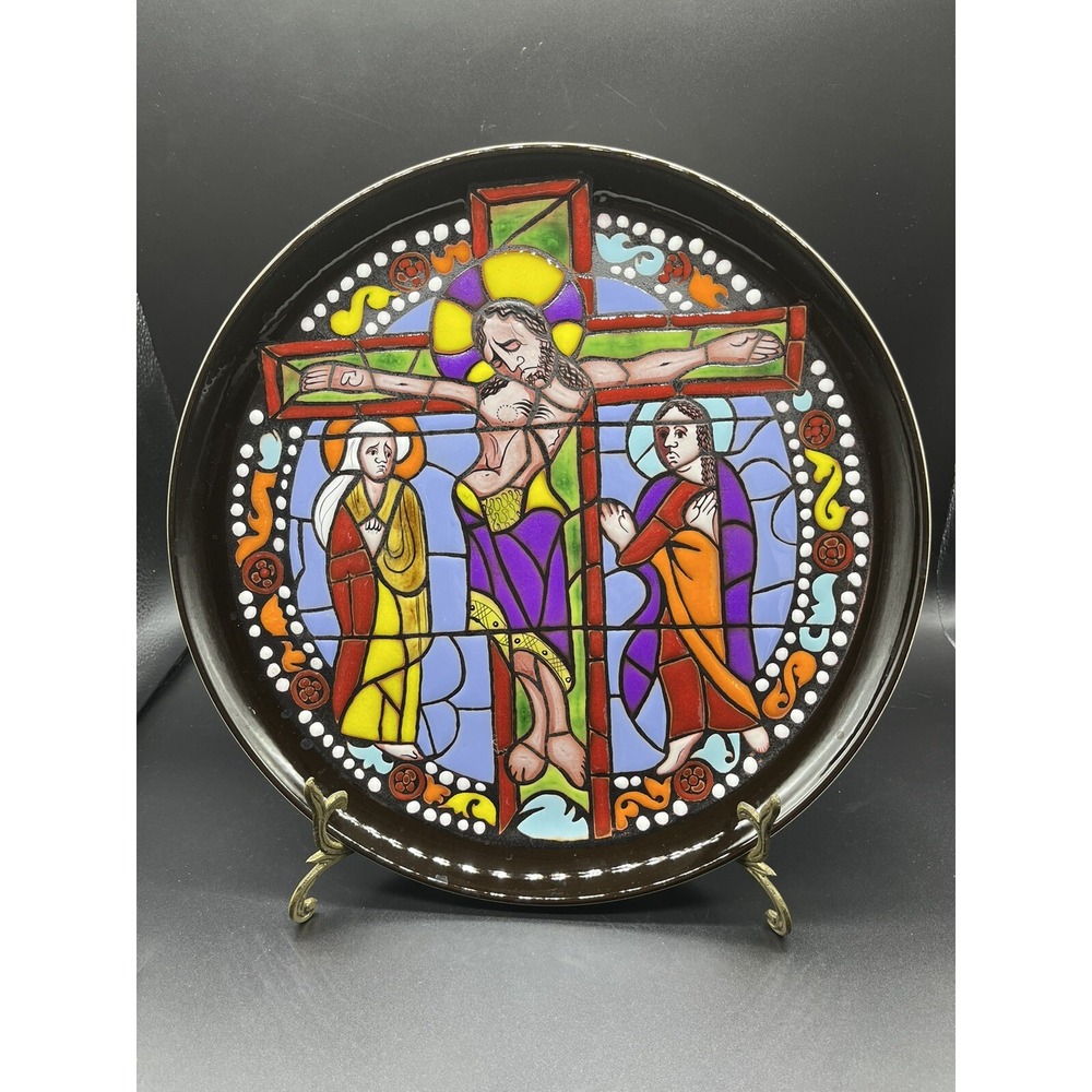 Vintage Cathedral Plate the  "Christ on the Cross" by Poole Pottery 12.5"